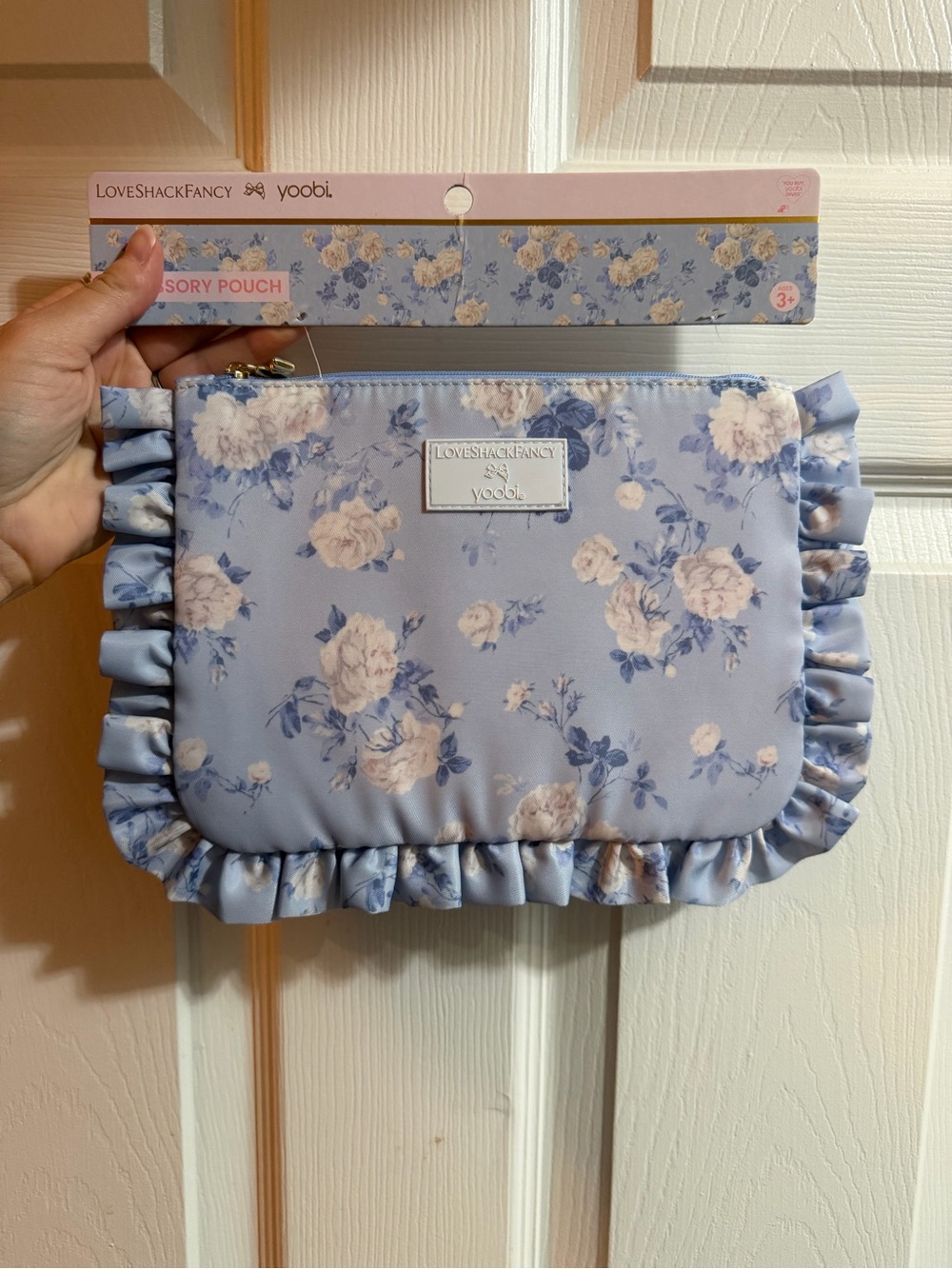 LoveShackFancy Lavender Blue Floral Ruffle Cosmetic Pouch by Target